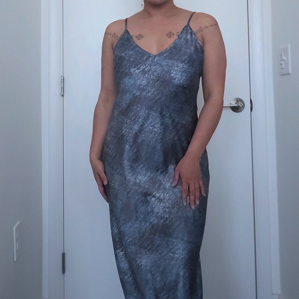 Calvin Klein: Blue Silk Slip Dress